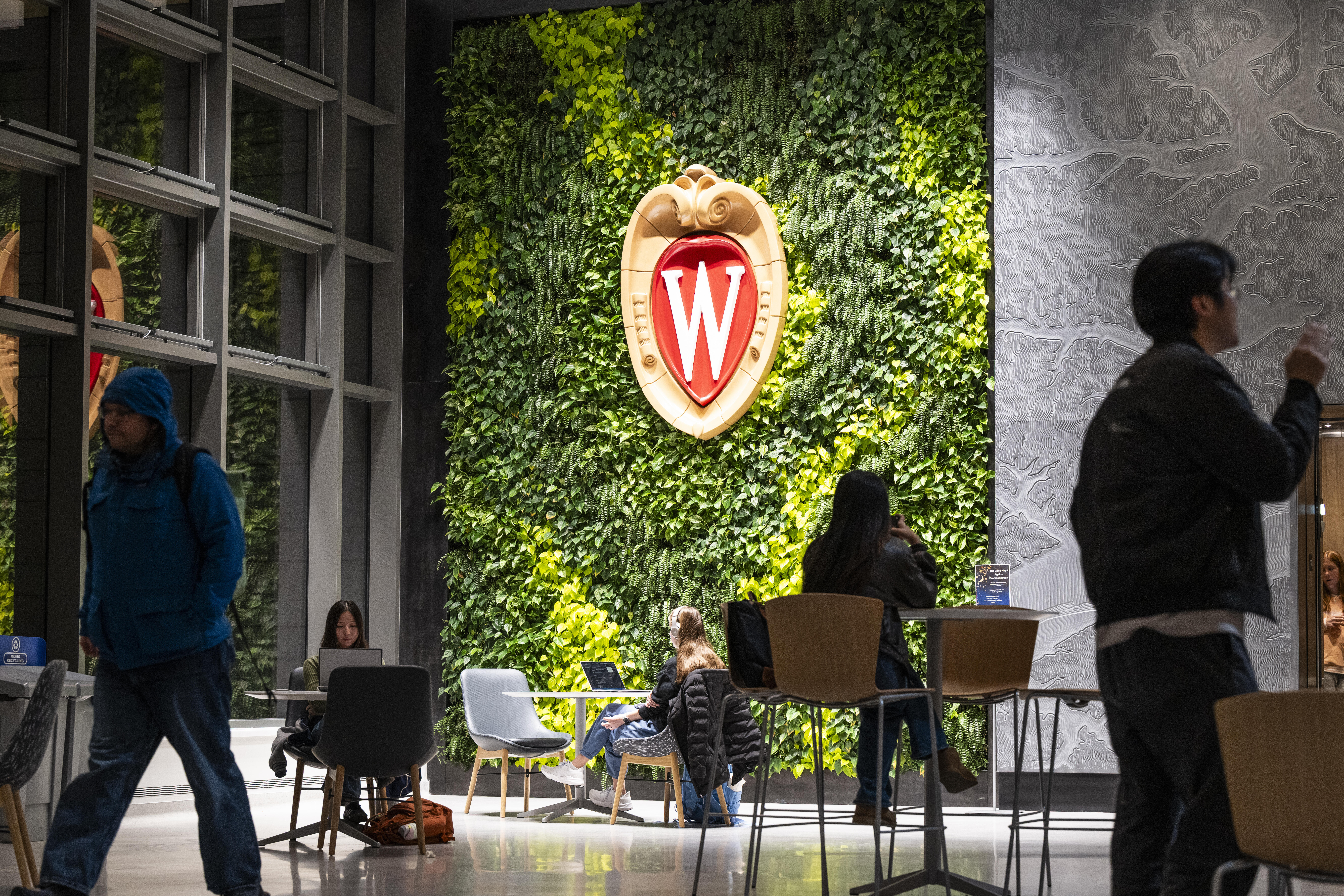Students studying at Morgridge Hall at UW-Madison. (Photo by Jeff Miller / UW–Madison)