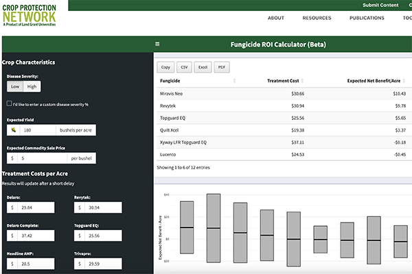 Image of the corn fungicide ROI calculator app.
